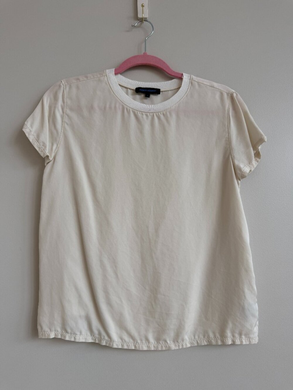 Patrick Assaraf Ivory 100% Silk Short Sleeve Top Small